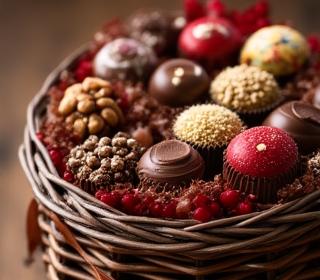 Artisan chocolate and gourmet gift basket